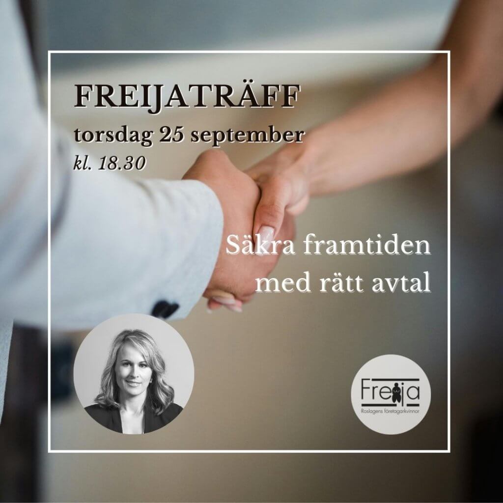 FREIJATRÄFF torsdag 25 september kl. 18.30 hos Freijan Jennifer på Belle Advokatbyrå i Havstornet, Norrtälje