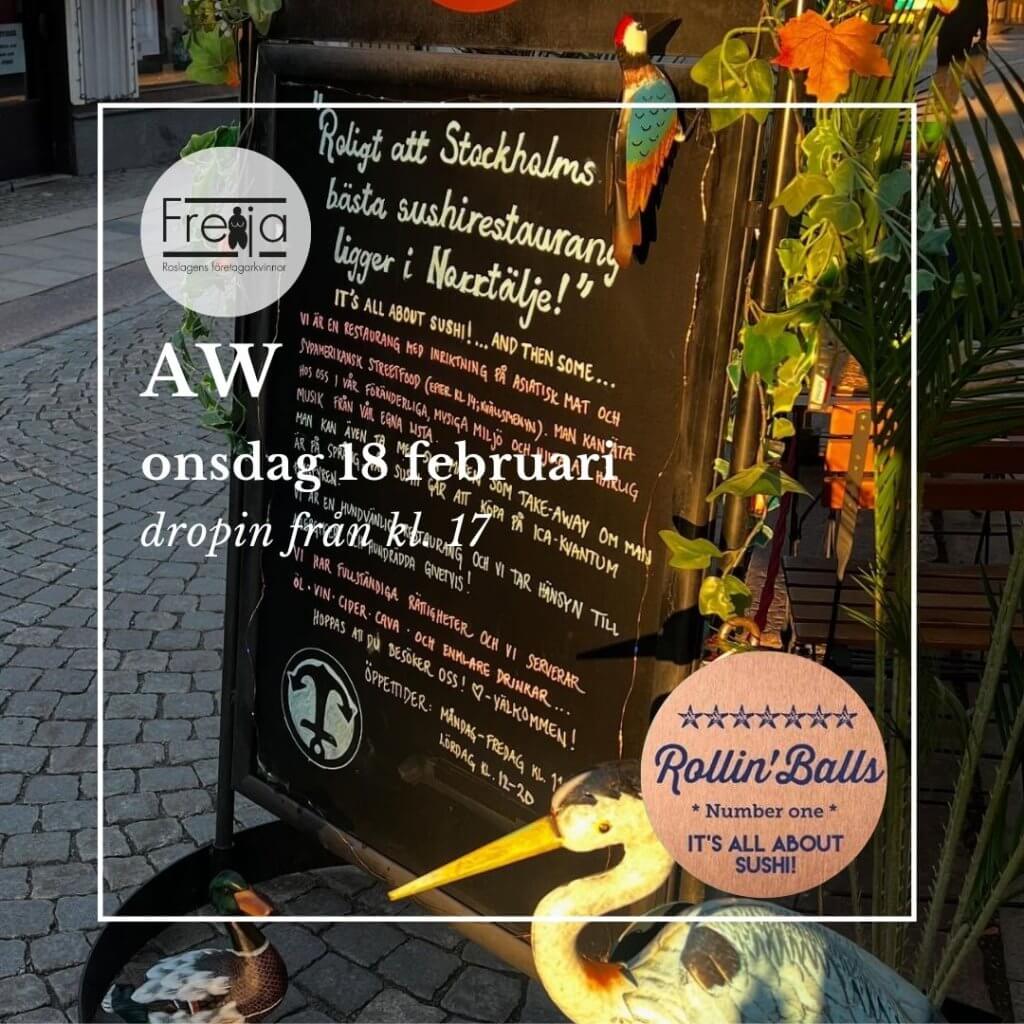FREIJA AW onsdagen 18 februari på Rollin' Balls i Norrtälje från kl. 17.